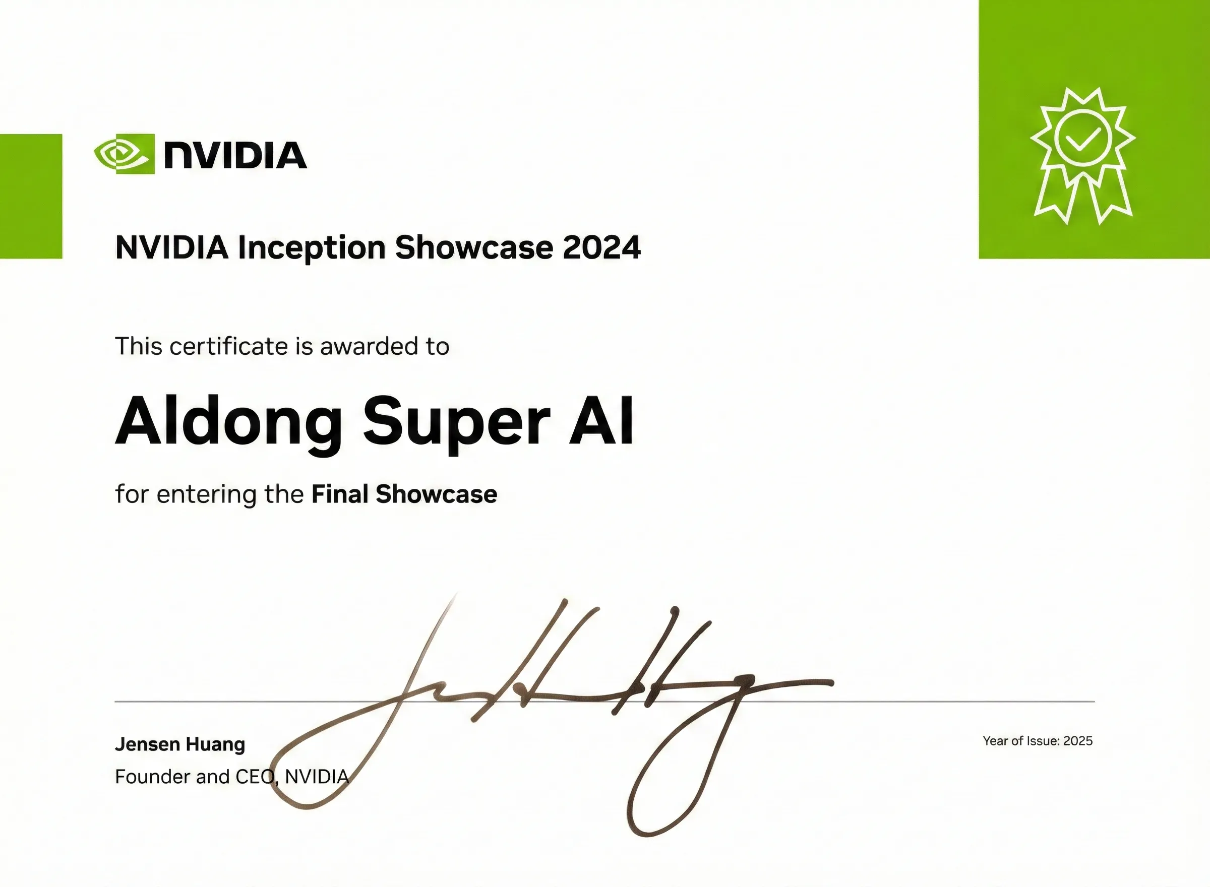 NVIDIA Inception Certificate